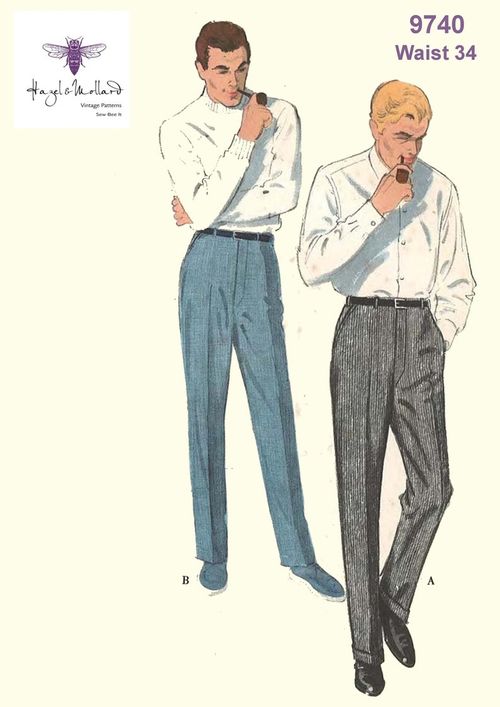 1950s Men’s Clothing Reproduction Vintage 1950s 1960s Sewing Pattern: Mens Regulation Slacks Waist 34
