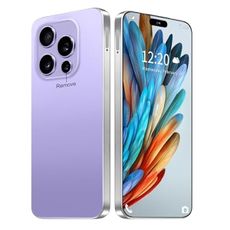 BVNA I16PROMAX 16GB+1TB 6.99" HD Screen Smartphone Unlocked Cell Phone,Battery 7000mAh Unlocked The Phone, Android 14 Fingerprint Button Unlock/Photos/Face ID/Dual SIM/5G/GPS (Purple, 16+1TB)