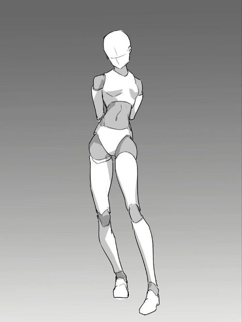 Simple Female Poses, Poses Drawing Female Standing, Female Poses Drawing Reference Standing, Female Standing Pose Reference Drawing, Standing Base Female, Female Drawing Poses Standing, Standing Poses Drawing Female, Torso Base, Female Standing Poses Drawing