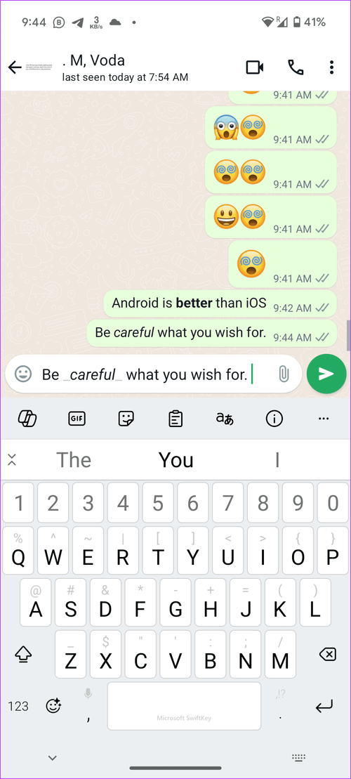 WhatsApp Font Tip make text italic