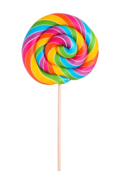 Colorful rainbow lollipop swirl Colorful rainbow lollipop swirl on wooden stick isolated on white background lollipop stock pictures, royalty-free photos & images