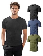 H2H Mens Well-Made Easy Way to Wear Cotton Blended Crew Neck T-Shirt Charcoal Darkblue OliveGreen US X-Large (Pack of 3 CMTTS0198)