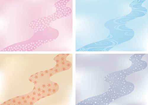 春夏秋冬の背景素材。和風の四季。