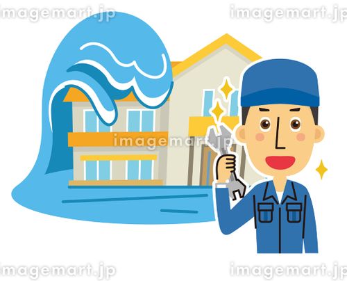 水害 なんでも屋,よろず屋,スタッフのイラスト素材