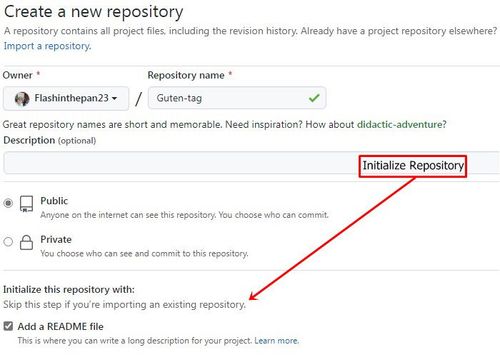 Github Add Animation Repository Name Initialize