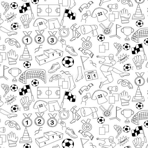 Football soccer doodle seamless pattern vector illustration. Soccer doodle vectors