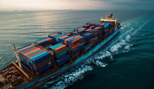 Container ship cargo shipping business logistic import and export freight transportation by container ship in open sea