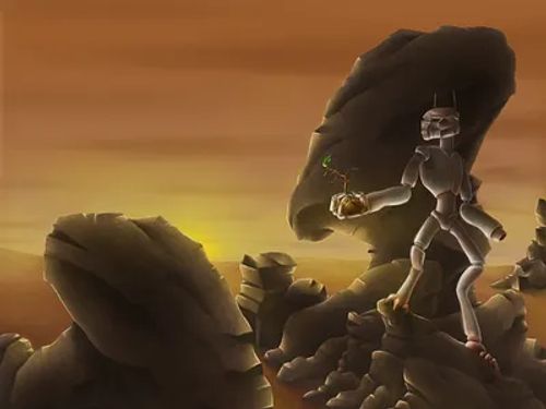 Desolate alien fantasy illustration robot scifi