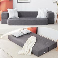 Lazyzizi Floor Sofa Bed, Convertible Sleeper Lounge Couch Folding Mattress with 2 Pillows & Washable Cover for Living Room, Guest, Playroom 10inches Twin