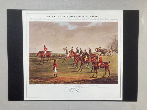 VINTAGE ENGLISH SPORTING PRINT :HORSE RACING- GRAND LEICESTERSHIRE STEEPLE CHASE - Image 1 of 1