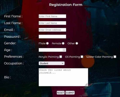 HTML form with Background Image | HTML5 Institute