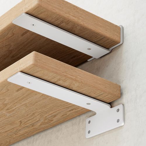 WEKIS 6 Inch Floating Shelf Brackets White, Hidden Invisible L Shelves Brackets, 1/5 Inch Heavy Duty Metal Industrial Whit...