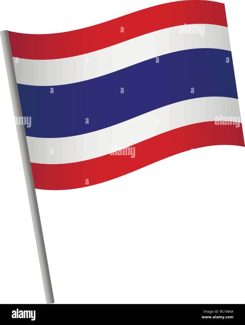 Thailand flag icon. National flag of Thailand on a pole vector illustration. - Stock Image