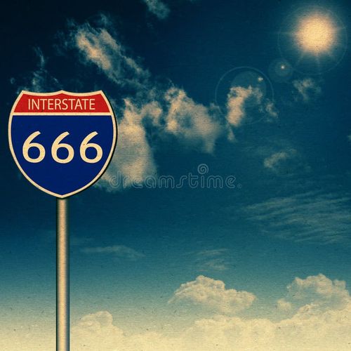 Interstate 666. Abstract vintage backgrounds with old cardboard texture. 666 stock images, royalty-free photos and pictures