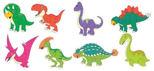 A fun collection of various dinosaur species in cute cartoon style, perfect for kids, games, and education vector