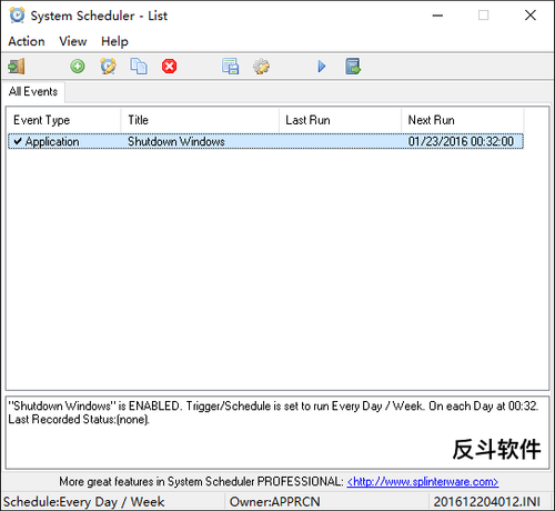 System Scheduler - Windows 系统任务计划器丨www.apprcn.com 反斗软件