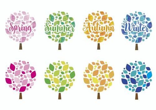 春夏秋冬アイコンセット 春夏秋冬,四季,エコロジー,エコ,アイコン,見出し,季節,木,春,夏のイラスト素材