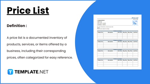 price list template