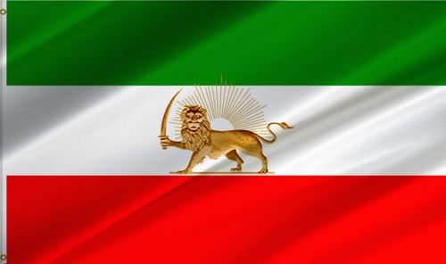 ANCONINE Old Iran Persia Lion Sun Flag 5x8FT and Former Iranian Flags with 2 Brass Grommets,Sturdy Double Stitched and Premium Polyester. (5x8ft)