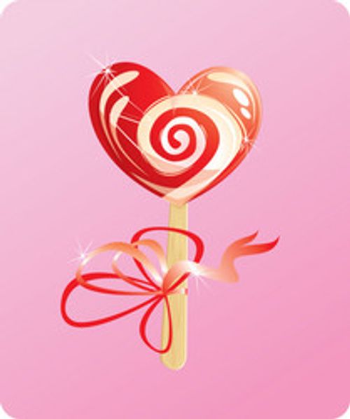 heart candy - lollipop - on pink background vector