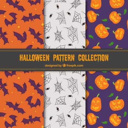 Free Vector set of three halloween patterns