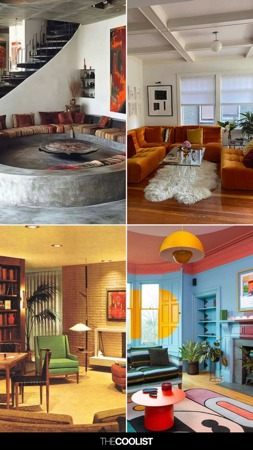 Collage of Retro Style Living Room Ideas