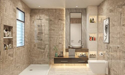 Classic luxury tiles for bathroom in beige will make you fall in love