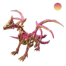 YOUNEEDFUL 2025 3D Printed Pterodactyl, Movable Pterodactyl Toys, 3D Printed Toys, Desktop pet Model Gifts and Home Decorations (Red)