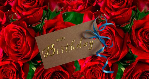 beautiful happy birthday card with flowers