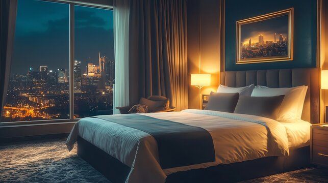 Inn with warm lighting at dusk