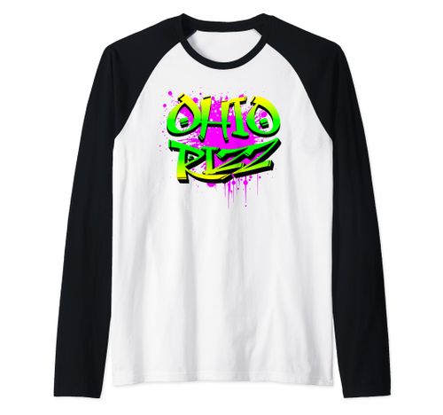 Funny Ohio Rizz Ironic Meme Graffiti Rizzler Brainrot Quote Raglan Baseball Tee