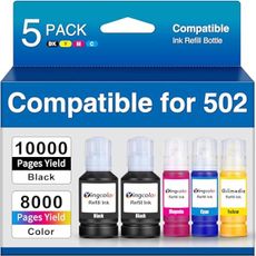 YingColor Replacements for Epson 502 Ink Refill Bottles Work with Epson EcoTank ET-2760 ET-2850 ET-3850 ET-3760 ET2760 ET2750 ET2700 ET-4760 ET-3710 ET-3850 ET-3750 ET-4850 ET4750 Printer