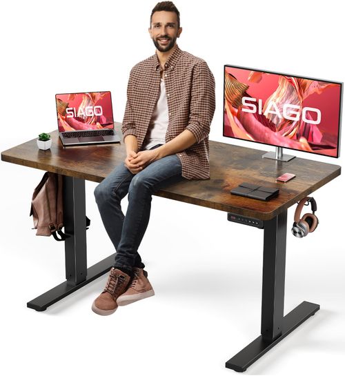 SIAGO Electric Standing Desk Adjustable - 48 x 24 Inch Sit Stand up Desk with Cable Management - 3 Memory Preset Adjustabl...