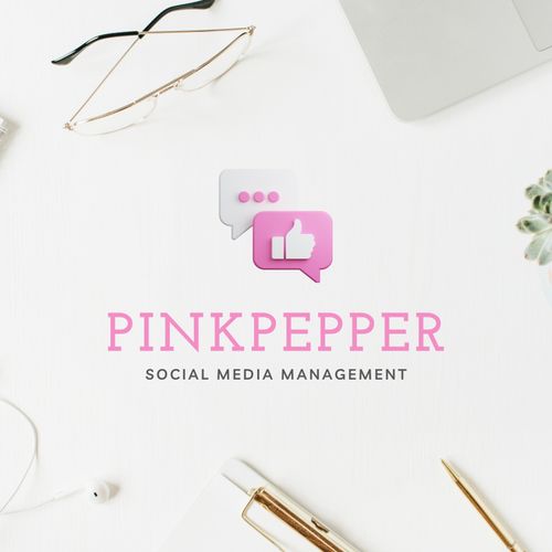 Pink 3D Social Media Management Logo