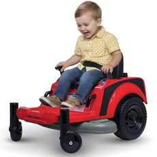 Kid Trax 12V Zero Turn Lawn Mower Jr. Ride on Toy - Riding Lawn Mower, Outdoor Toys, Kids Electric Car, Tractor Toy, Dual Handle, Twist and Turn, Speed to 2.5 MPH, Max Weight of 66lbs, Age 2-5, Red