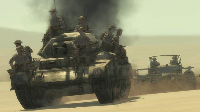 Tanks swarming the Desert in the El Alamein map.