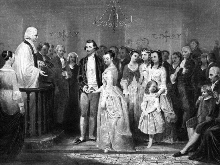 George and Martha Washington's wedding portrait