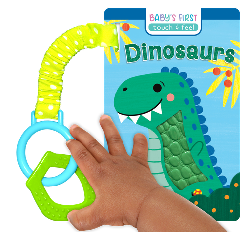 little hippo books sensory dinosaur touch and feel book with teether set