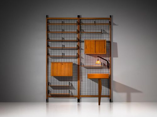 Mid-Century Modern Italian Adjustable Wall Unit with Shelves and Cabinets wall decorations Morentz