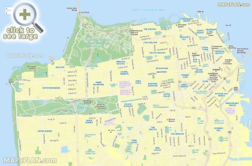 a map of the city of san francisco, with all its streets and major roads