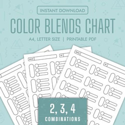 Color Blends Chart Color Combinations Chart Printable Color Blend Combination Swatch Chart Template Page Color Swatch Chart Sheet Template