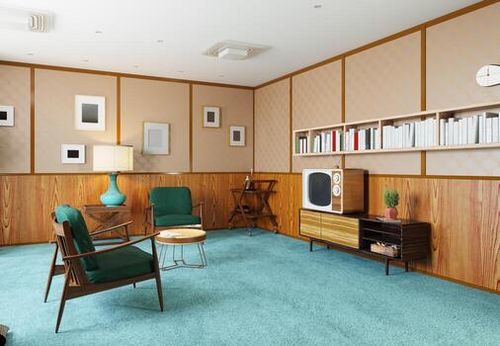 Retro living room with vintage furniture photo