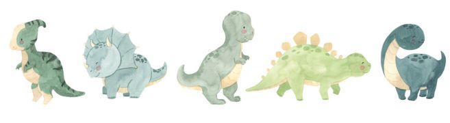 Watercolor dinosaurs illustration for kids