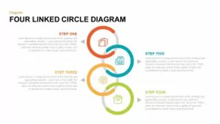 Four Linked Circle Diagram Powerpoint and Keynote template