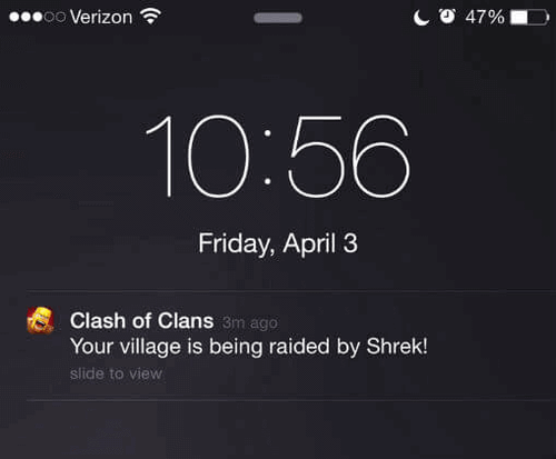 Clash of Clans push notification