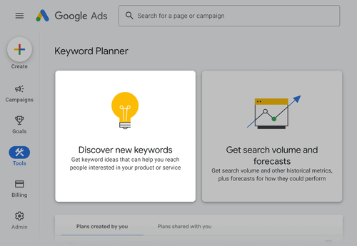 Google Keyword Planner – Discover new keywords