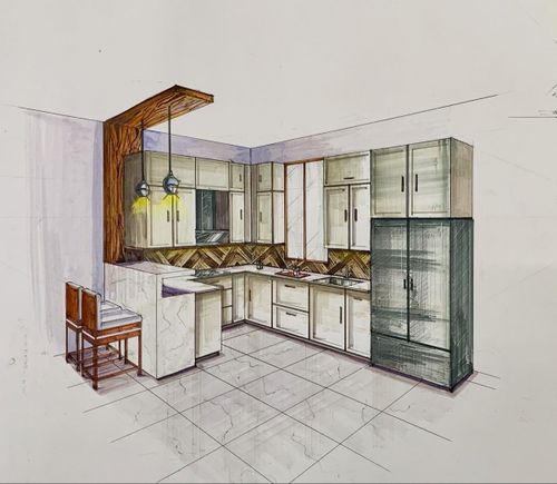 Kitchen sketch | Interior design drawings, Interior design sketches, Interior design sketchbook