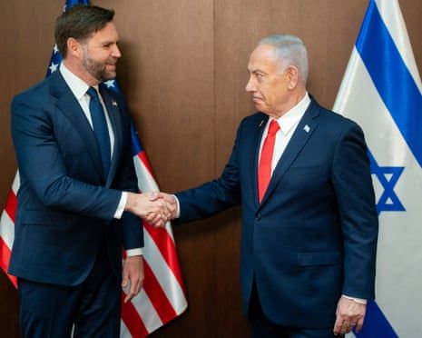 US vice president JD Vance with Israeli PM Benjamin Netanyahu in Jerusalem.