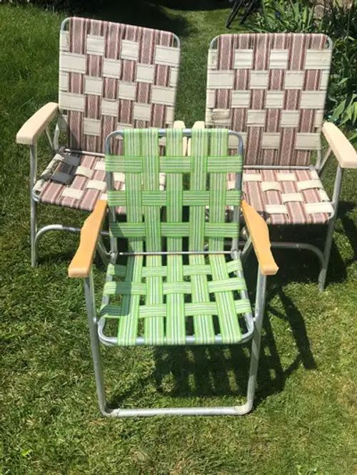 Vintage aluminum lawn chairs, View more