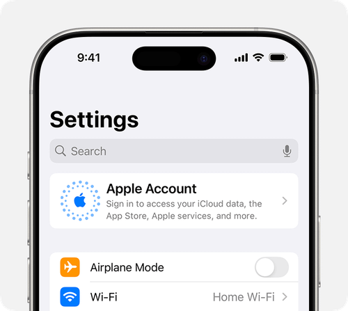Sign in with your Apple Account in Settings on your iPhone